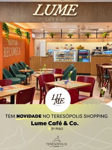 ☕ Tem novidade boa no ar e cheiro de café fresquinho!
O Lume Café & Co. chegou ao Teresópolis Shopping pra ser o seu novo ponto de encontro. Aquele cafézinho que desacelera a tarde, o doce que adoça a reunião, o encontro que vira história.
📍 3º piso