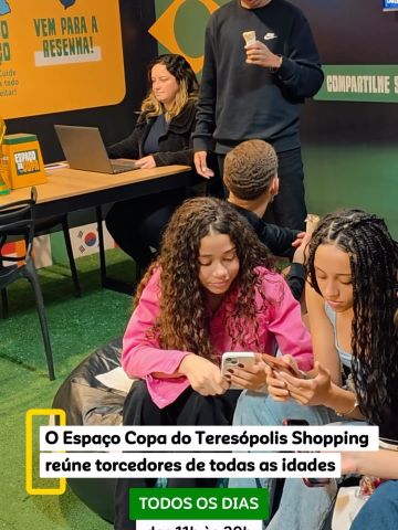 O clima do mundial tem novo endereço. 📍⚽
Todo dia, das 11h às 20h, o Espaço Copa reúne torcedores de todas as idades para assistir aos jogos, trocar figurinhas e viver a Copa do jeito que ela merece ser vivida.
Teresópolis Shopping — 3º Piso. 🏆