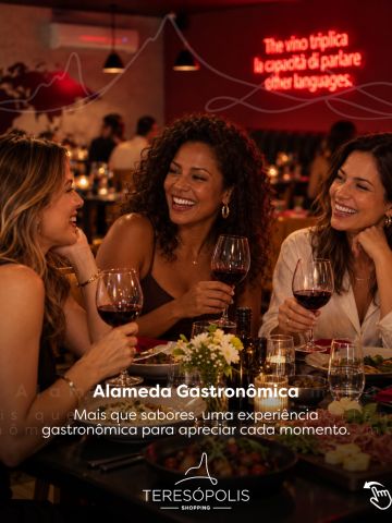 Boa gastronomia fica ainda melhor quando compartilhada! 🍷
Na Alameda Gastronômica do Teresópolis Shopping, cada encontro é uma oportunidade de descobrir novos sabores, aproveitar boas conversas e transformar momentos simples em experiências especiais.
Escolha sua companhia, descubra nossas opções gastronômicas e venha viver bons momentos por aqui!