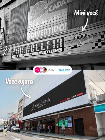 Entramos na trend do "mini você x você agora". ❤️

Quem aí lembra da fachada dos anos 90?

O tempo passou, muita coisa mudou, mas uma coisa continua igual: o Teresópolis Shopping segue sendo ponto de encontro, de diversão e de momentos especiais para gerações de teresopolitanos.

Qual é a primeira lembrança que vem à sua cabeça quando você vê essa foto?