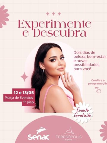 Teresópolis Shopping recebe o evento “Experimente e Descubra”, em parceria com o Senac, com atividades gratuitas de beleza, bem-estar, saúde e fotografia.

Tem design de sobrancelhas, maquiagem fast, spa das mãos, auriculoterapia, aromaterapia, massoterapia, aferição de pressão arterial e muito mais!

📍 Praça de Eventos – 1º piso
🕐 Confira a programação completa nas artes e participe!