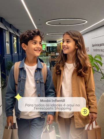 Os pequenos crescem, o estilo muda, mas um lugar continua sendo o destino certo para encontrar tudo o que eles precisam.

No Teresópolis Shopping, você encontra opções de moda infantil para todas as idades, com conforto, qualidade e muito estilo para acompanhar cada fase da infância. 🧒

Venha renovar o guarda-roupa da criançada e aproveite para passear, brincar e viver bons momentos em família!