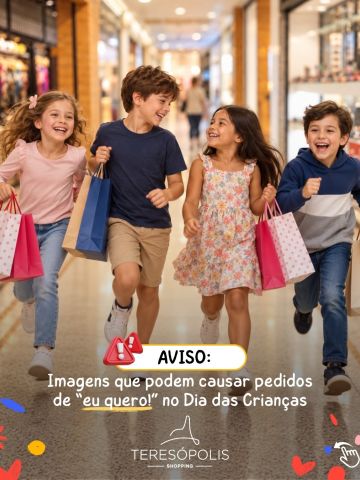 O presente perfeito para o Dia das Crianças está mais perto do que você imagina! 🎁
Brinquedos, roupas, acessórios e muitas opções para surpreender a criançada e deixar essa data ainda mais especial.
No Teresópolis Shopping, você encontra tudo para transformar o Dia das Crianças em uma comemoração cheia de alegria!
Venha escolher o presente ideal e fazer a felicidade da criançada! 💛