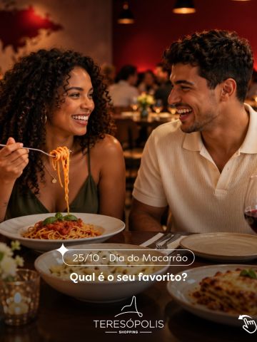 🍝 Tem dias em que tudo o que a gente precisa é de uma boa massa!

No Dia do Macarrão, que tal aproveitar para descobrir novos sabores e escolher o seu favorito? No Teresópolis Shopping, você encontra opções para todos os gostos, desde as receitas mais tradicionais até aquelas combinações que dão água na boca.

Passe por aqui, confira as opções e conte pra gente: qual tipo de macarrão não pode faltar no seu prato? 😋
