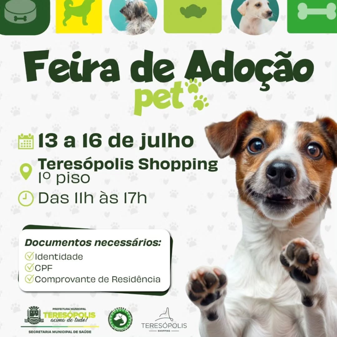 🐾 Um novo melhor amigo pode estar te esperando!

De 13 a 16, das 11h às 17h, acontece a Feira de Adoção Pet, em parceria com a ONG COPBEA, no 1º piso do Teresópolis Shopping.

Esperamos por você! 💚