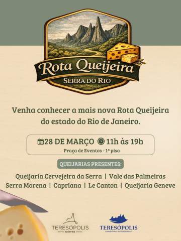 Um convite para explorar sabores, tradições e experiências da nossa região.A Rota Queijeira chega ao Teresópolis Shopping reunindo produtores locais e queijarias especiais em um encontro cheio de identidade e sabor.📅 28 de março ⏰ Das 11h às 19h 📍 Praça de Eventos – 1º pisoVenha conhecer, degustar e se encantar.