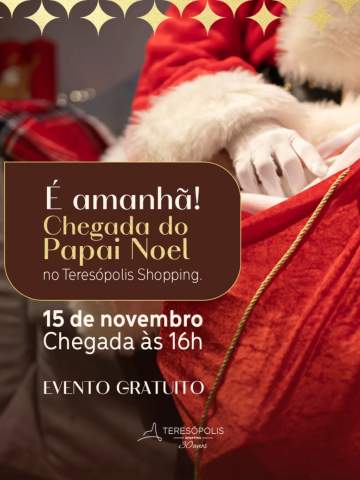 O grande dia está chegando! ✨

Amanhã, o bom velhinho desembarca no Teresópolis Shopping trazendo toda a magia do Natal.

Prepare a família e venha viver esse momento inesquecível com a gente! 💛

🗓 15 de novembro
⏰ Chegada às 16h no Teresópolis Shopping
📍 Evento gratuito

#TeresópolisShopping #OShoppingDaCidade #EuAmoTere