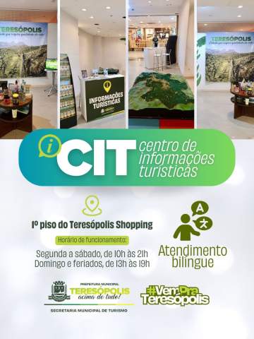O Teresópolis Shopping conta com um Centro de Informações Turísticas para apoiar moradores e visitantes com orientações sobre a cidade.Um espaço pensado para facilitar o acesso a informações, com atendimento bilíngue e materiais sobre pontos turísticos, gastronomia e experiências locais.📍 1º piso 🕒 Segunda a sábado, das 10h às 21h Domingos e feriados, das 13h às 19hPasse por aqui e descubra mais sobre Teresópolis.