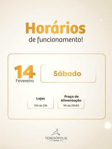 Horários especiais de Carnaval no Teresópolis Shopping!Pra você se programar e curtir com tranquilidade, confira como ficam os horários de funcionamento entre os dias 14 e 18 de fevereiro.Salve este post e aproveite o Carnaval no Teresópolis Shopping! ✨#teresopolisshopping #oshoppingdacidade #euamotere